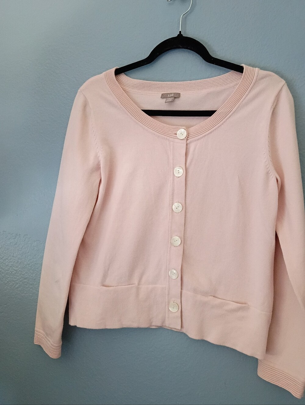 J. Jill Soft Light Pink Button Front Cotton Cardigan